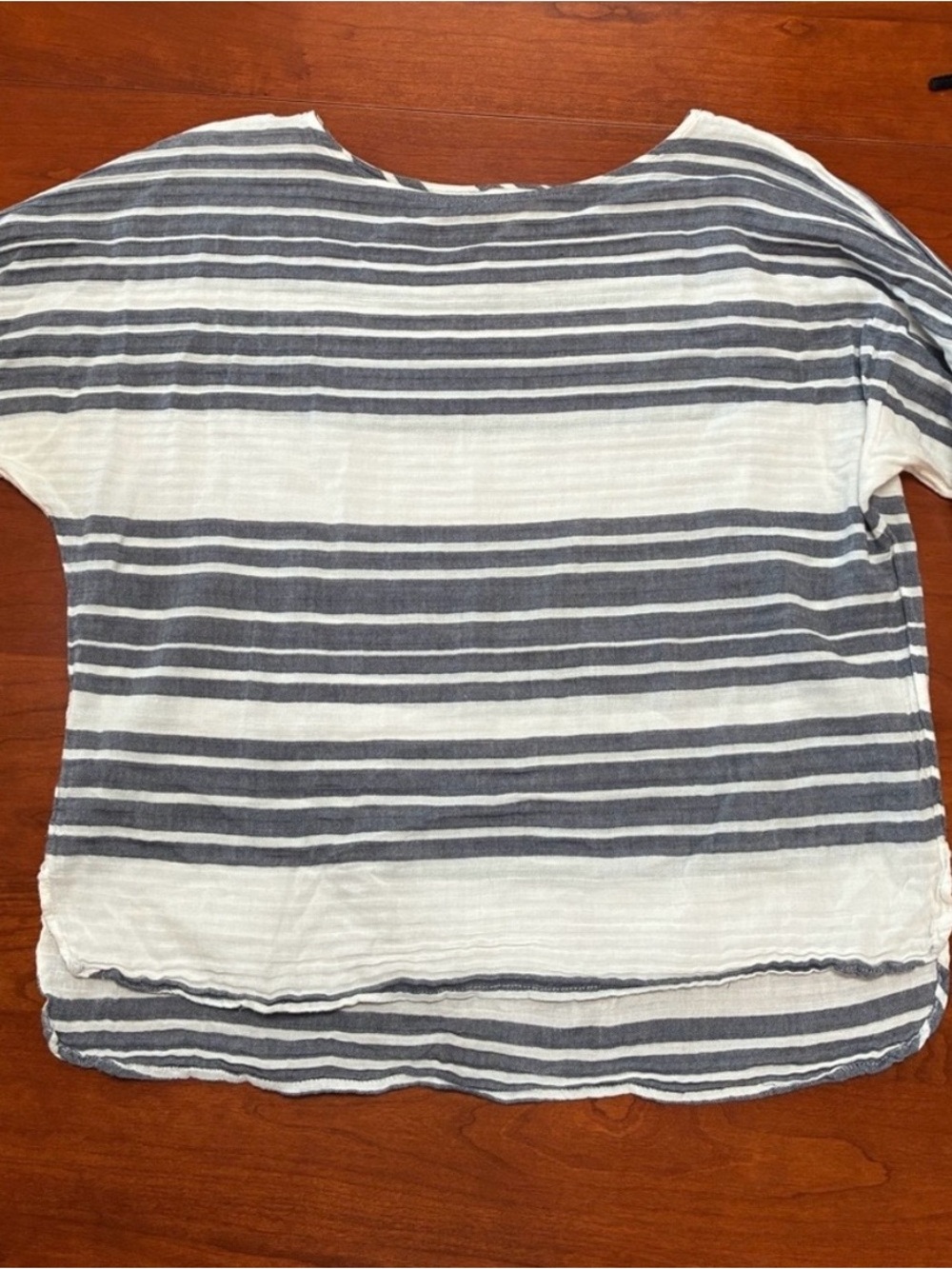LOFT White & Navy Striped Short-Sleeve Tunic